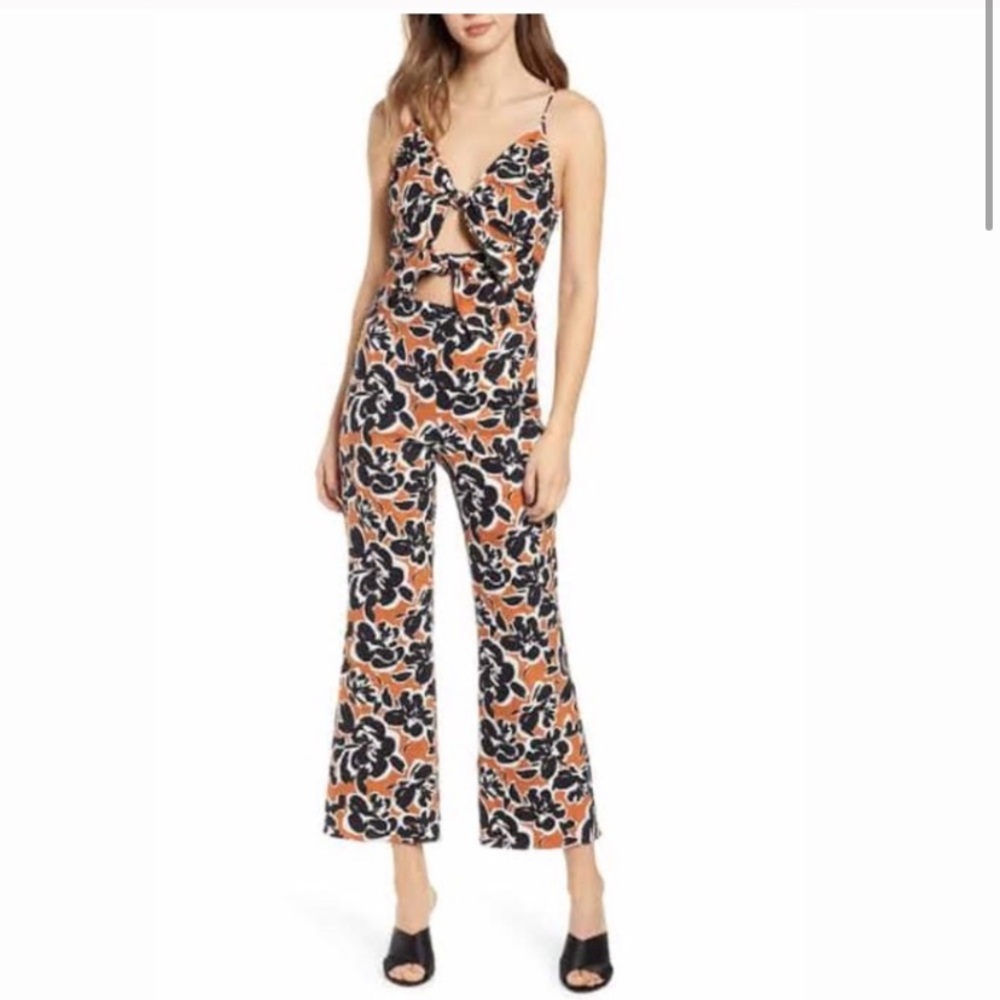 Leith Black & Orange Floral jumpsuit